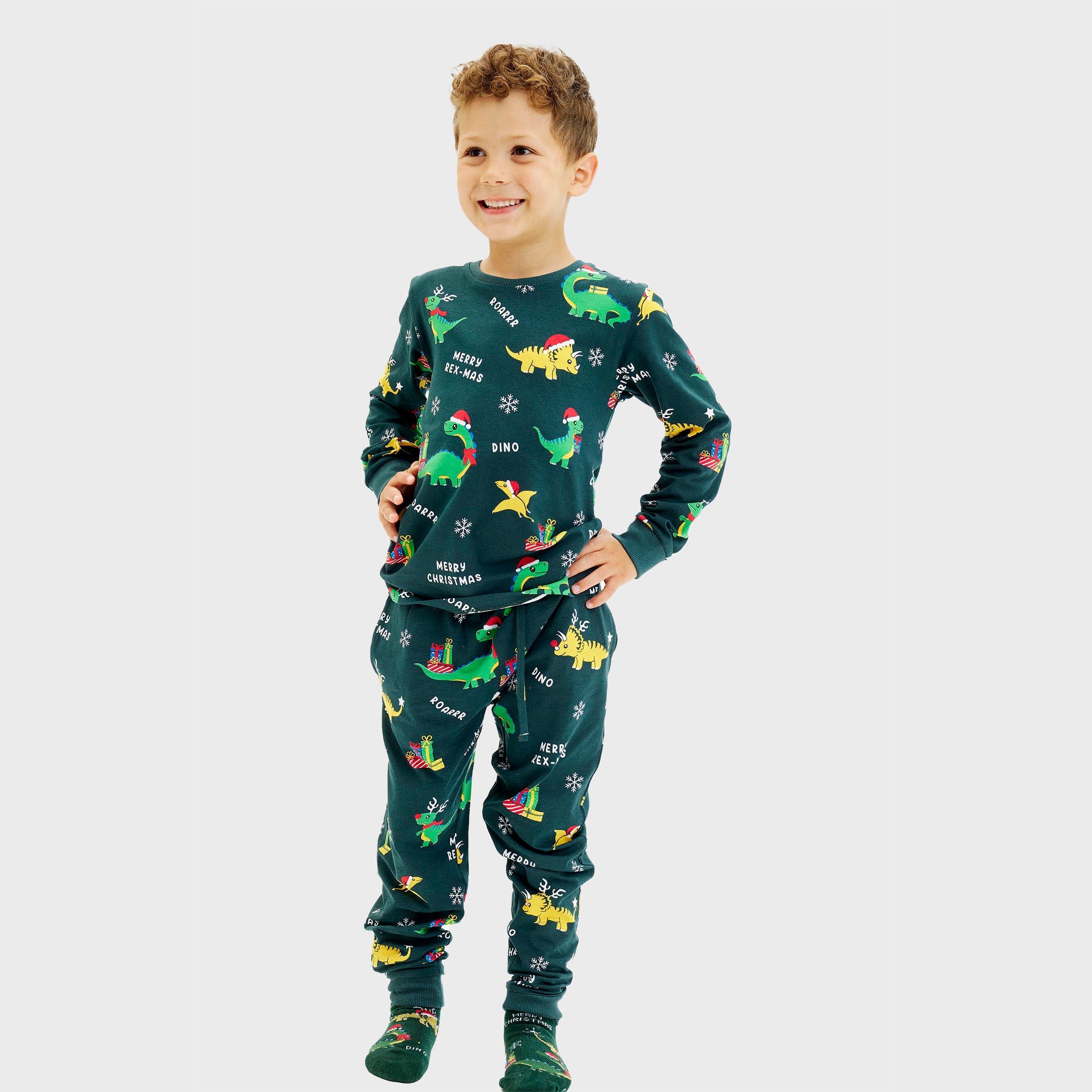 Dino julepyjamas - Barn.